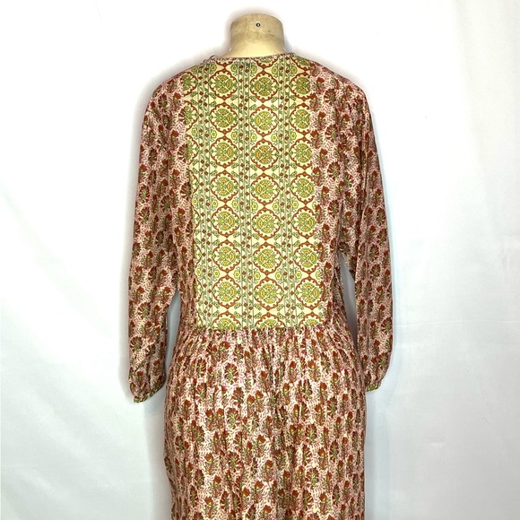 ZARA THE ROSIE DRESS PINK MULTI FLORAL PEASANT DRESS W/EMBROIDERED INSERTS MED - Picture 5 of 6